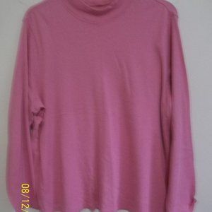 Northcrest 2X Pink Mock Turtleneck Long Sleeve Top
